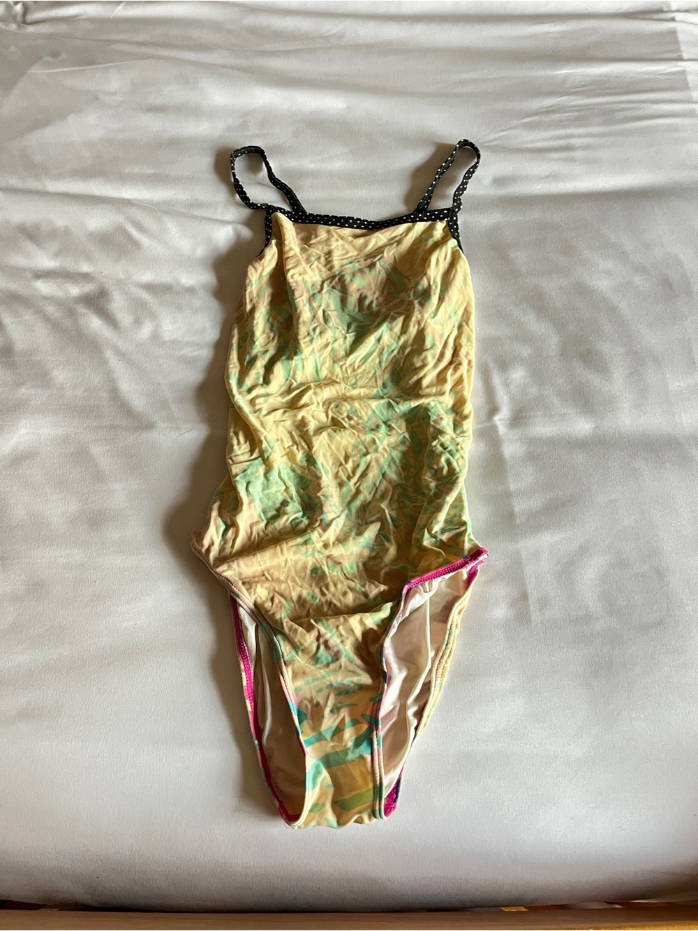 Sporti One Piece Swimsuit Pastel Pattern Polka Dot Straps Size 28